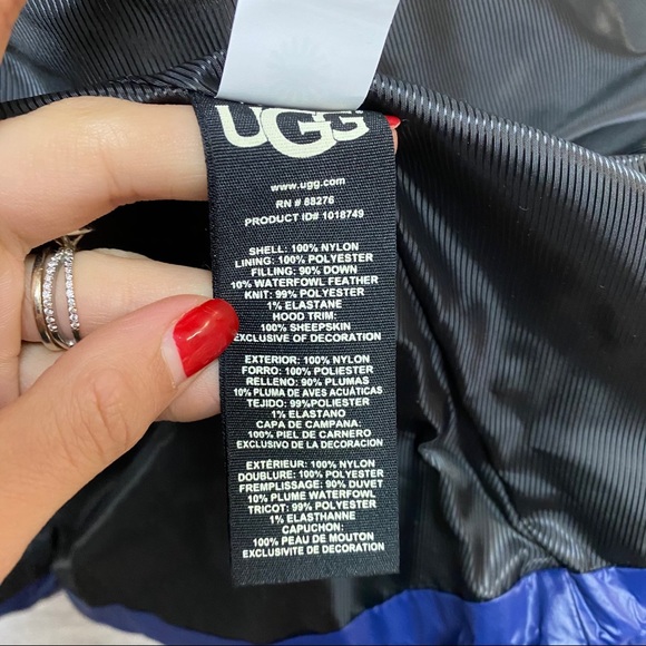 UGG | Valerie Belted Down Coat Nocturn Blue L NWT - Picture 6 of 16